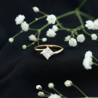 Princess Cut Moissanite Solitaire Bypass Promise Ring in Gold