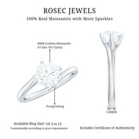 1.7 Carat Cushion Cut Moissanite Bypass Engagement Ring