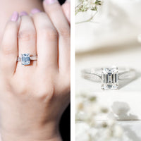 2.8 Carat Emerald Cut Certified Moissanite Vintage Inspired Engagement Ring