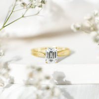2.8 Carat Emerald Cut Certified Moissanite Vintage Inspired Engagement Ring