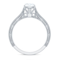 6 mm Cushion Cut Moissanite Solitaire Vintage Inspired Engagement Ring