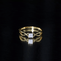 Princess Cut Moissanite Solitaire Crossover Ring for Women