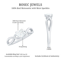 Heart Shape Moissanite Promise Ring with Crossover Band