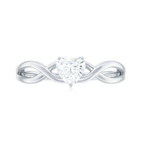 Heart Shape Moissanite Promise Ring with Crossover Band