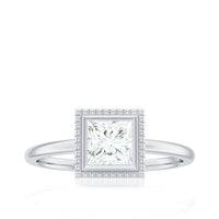 5mm Princess Cut Moissanite Solitaire Ring in Bezel Setting