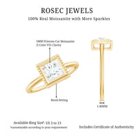 5mm Princess Cut Moissanite Solitaire Ring in Bezel Setting