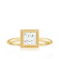 5mm Princess Cut Moissanite Solitaire Ring in Bezel Setting
