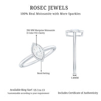 Marquise Cut Moissanite Solitaire Ring in Bezel Setting