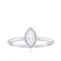 Marquise Cut Moissanite Solitaire Ring in Bezel Setting