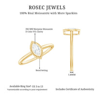 Marquise Cut Moissanite Solitaire Ring in Bezel Setting
