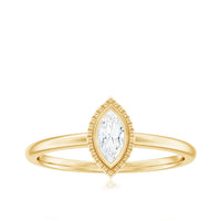 Marquise Cut Moissanite Solitaire Ring in Bezel Setting
