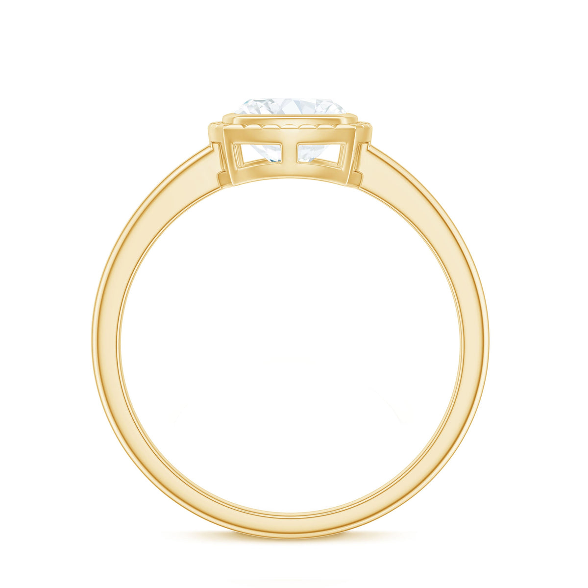 6mm Cushion Cut Moissanite Solitaire Ring in Bezel Setting