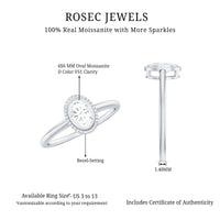 4X6mm Oval Cut Moissanite Solitaire Ring in Bezel Setting