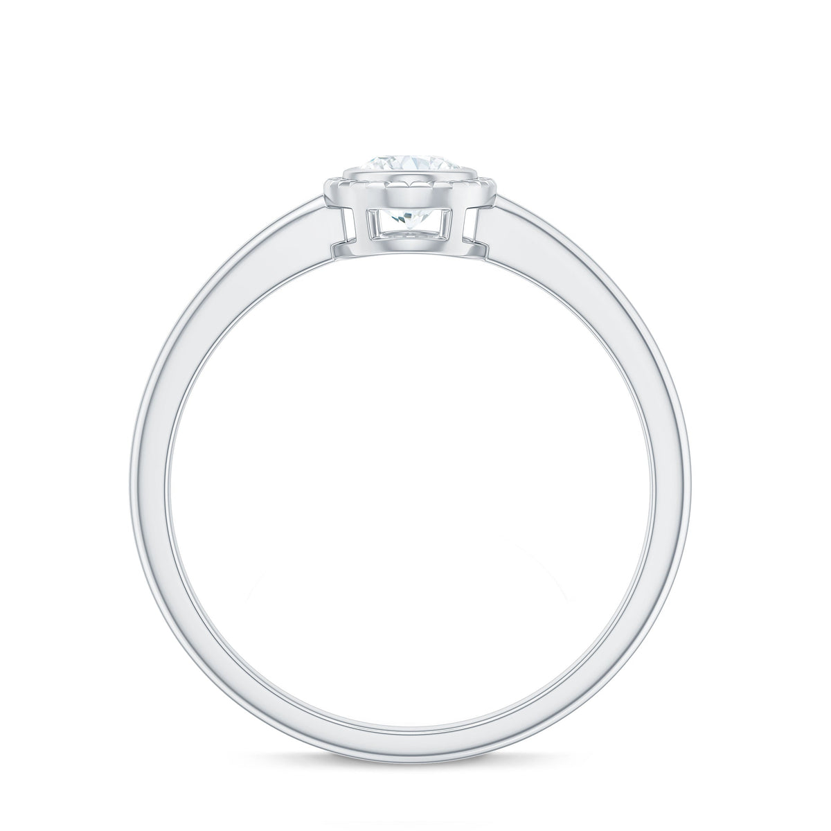 4X6mm Oval Cut Moissanite Solitaire Ring in Bezel Setting