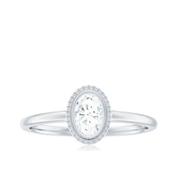4X6mm Oval Cut Moissanite Solitaire Ring in Bezel Setting