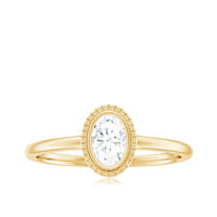 4X6mm Oval Cut Moissanite Solitaire Ring in Bezel Setting