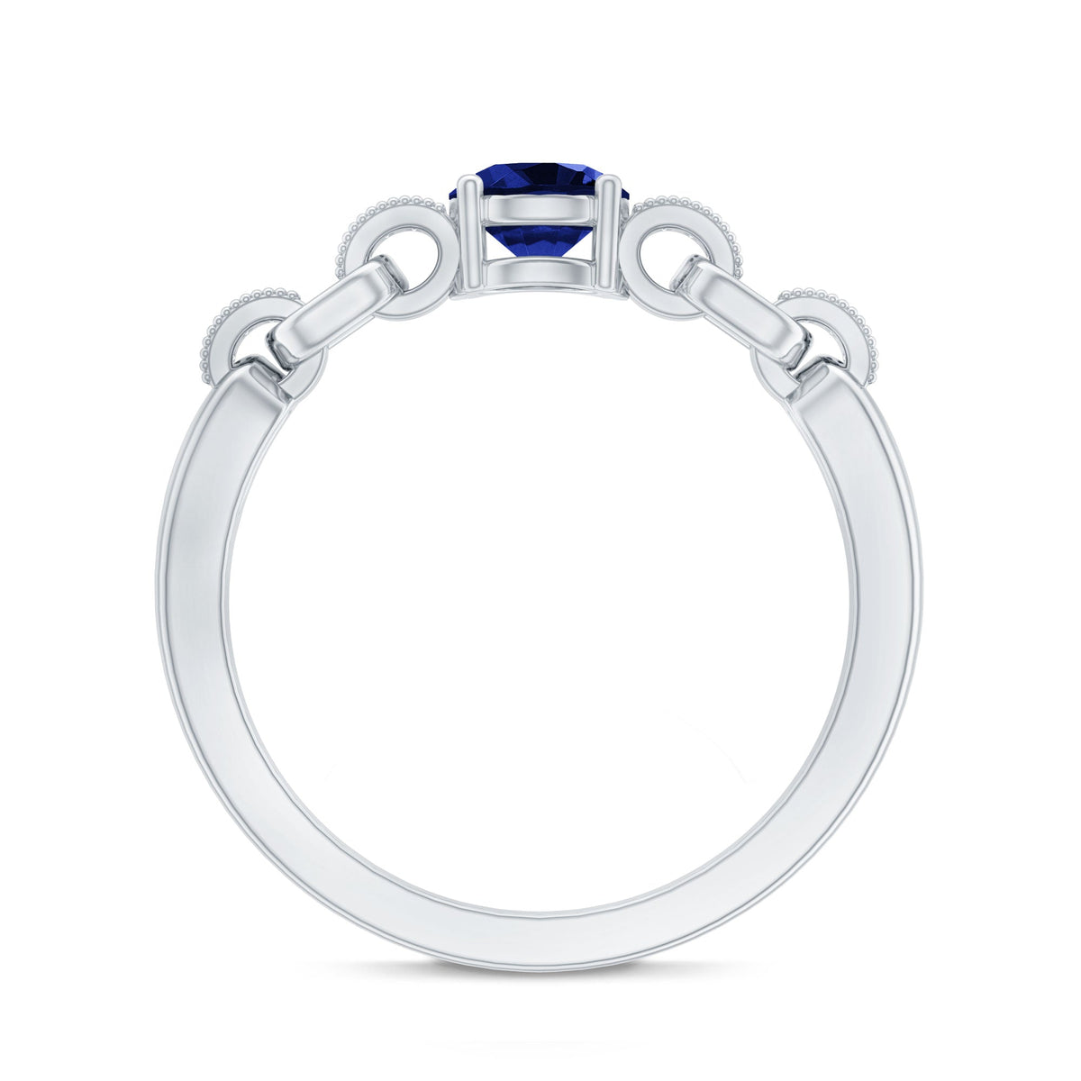 Certified 0.6 Carat Lab Grown Blue Sapphire Promise Ring with Diamond for Women