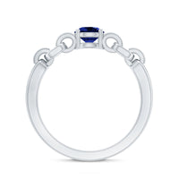 Certified 0.6 Carat Lab Grown Blue Sapphire Promise Ring with Diamond for Women