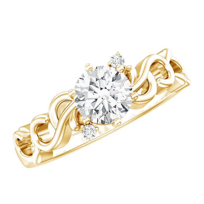 Lab grown diamond Art Deco engagement ring from Rosec Jewels featuring intricate geometric design and sparkling diamonds.