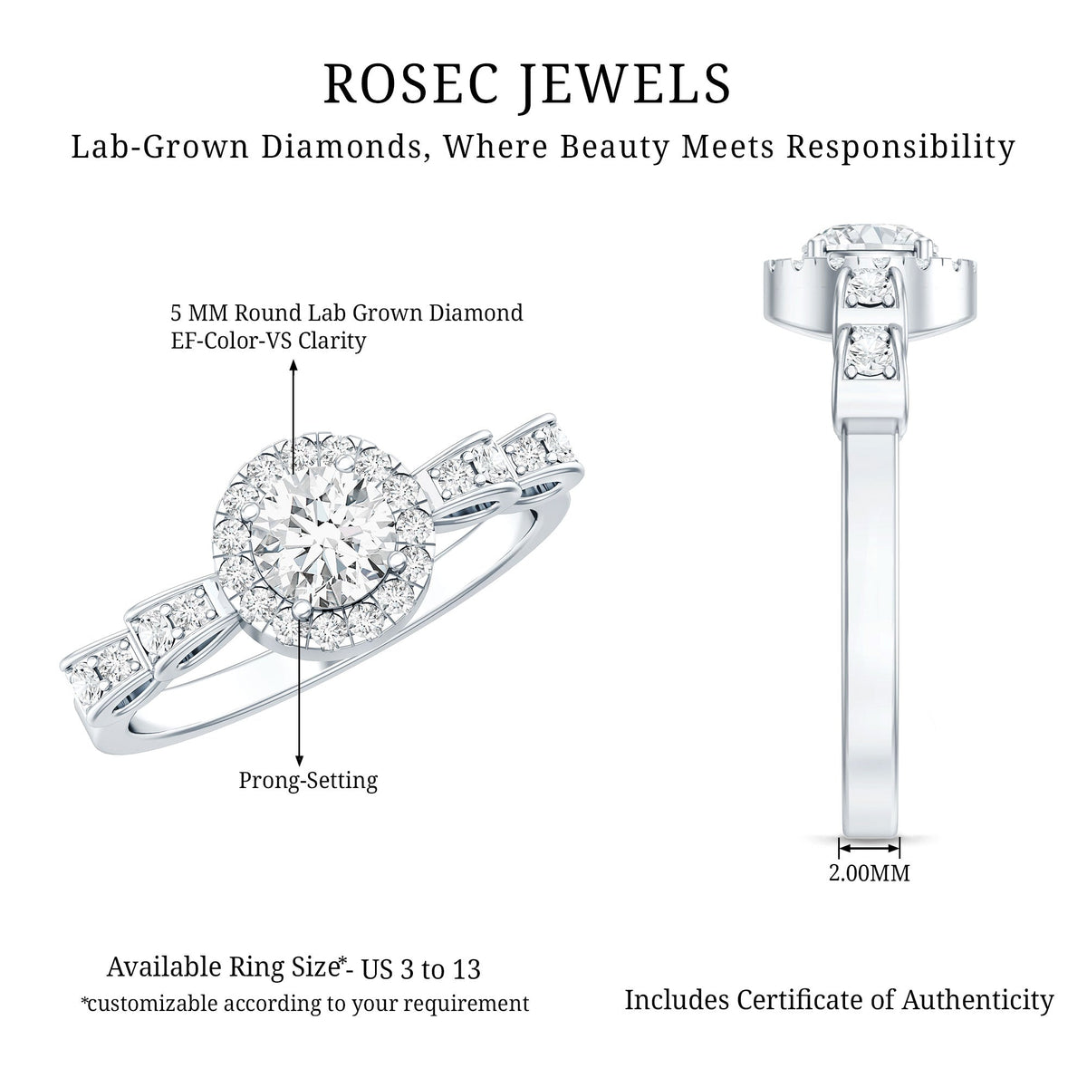 Lab Grown Diamond Minimal Engagement Ring For Her