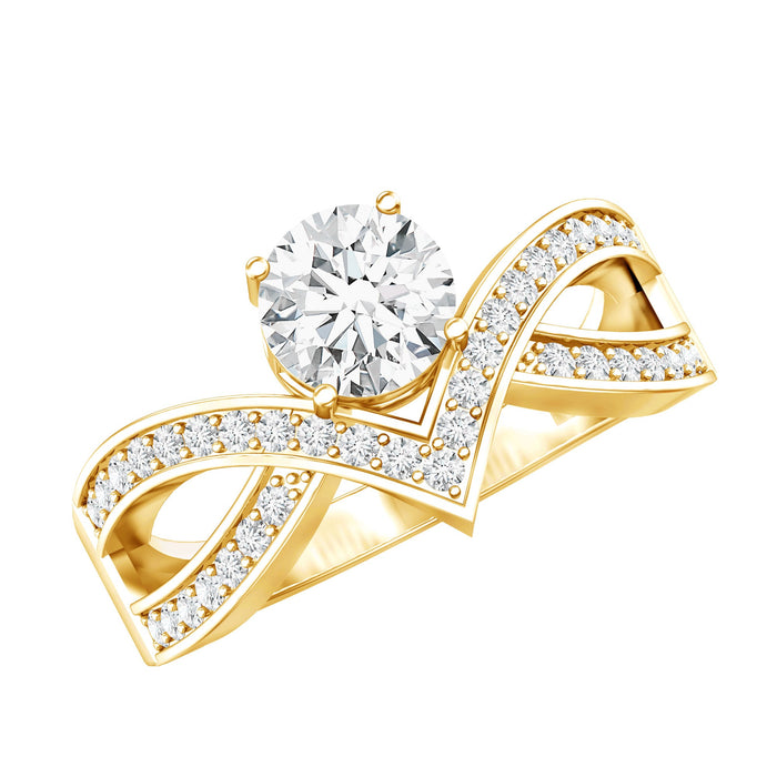 Certified lab-grown diamond solitaire engagement ring by Rosec Jewels featuring a sleek designer ring with a central diamond and elegant band.
