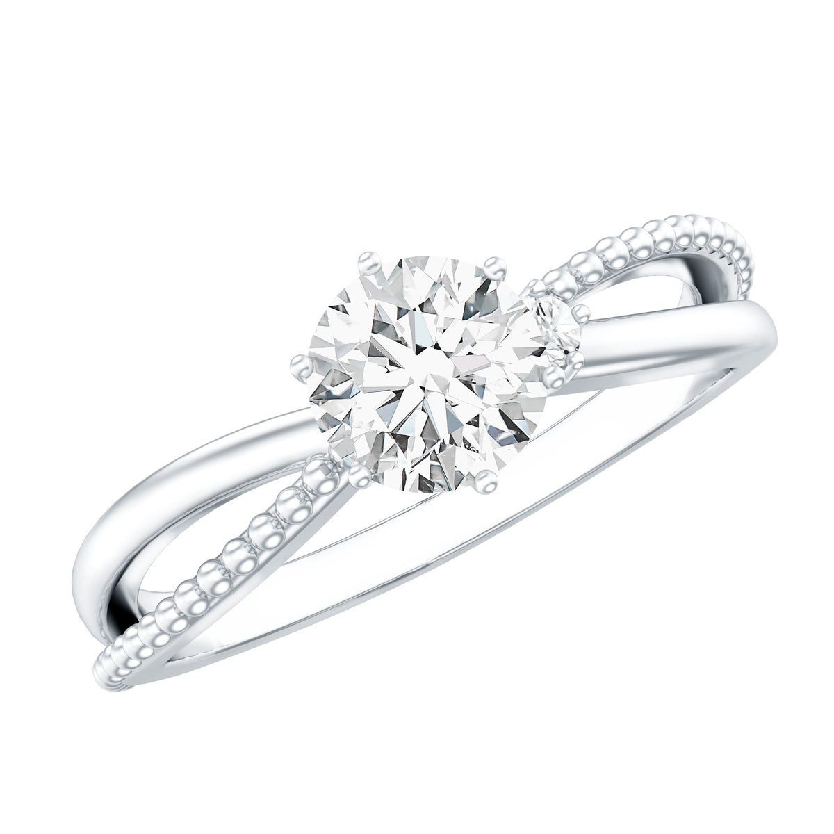 Lab Grown Diamond Solitaire Splt Shank Engagement Ring