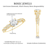 Round Shape Lab Grown Diamond Solitaire Engagement Ring
