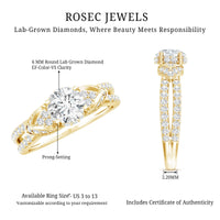 Lab Grown Diamond Round Engagement Ring With Side Stone