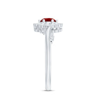 Certified Lab Created Ruby and Diamond Flower Engagement Ring