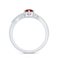 Certified Lab Created Ruby and Diamond Flower Engagement Ring