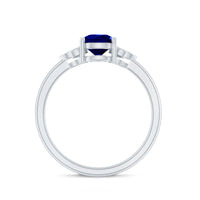 Certified Lab Grown Blue Sapphire Teardrop Engagement Ring with Diamonds