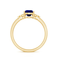 Certified Lab Grown Blue Sapphire Teardrop Engagement Ring with Diamonds