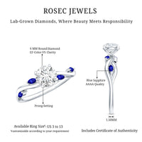 Certified Lab Grown Diamond Engagement Ring with Sapphire
