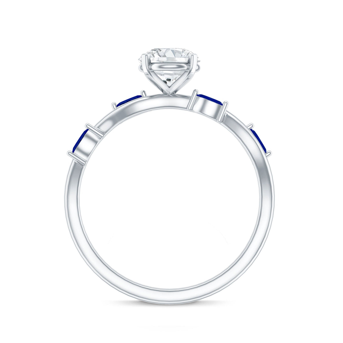 Certified Lab Grown Diamond Engagement Ring with Sapphire