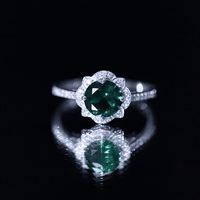 2 Carat Lab Grown Emerald Vintage Inspired Engagement Ring with Diamond