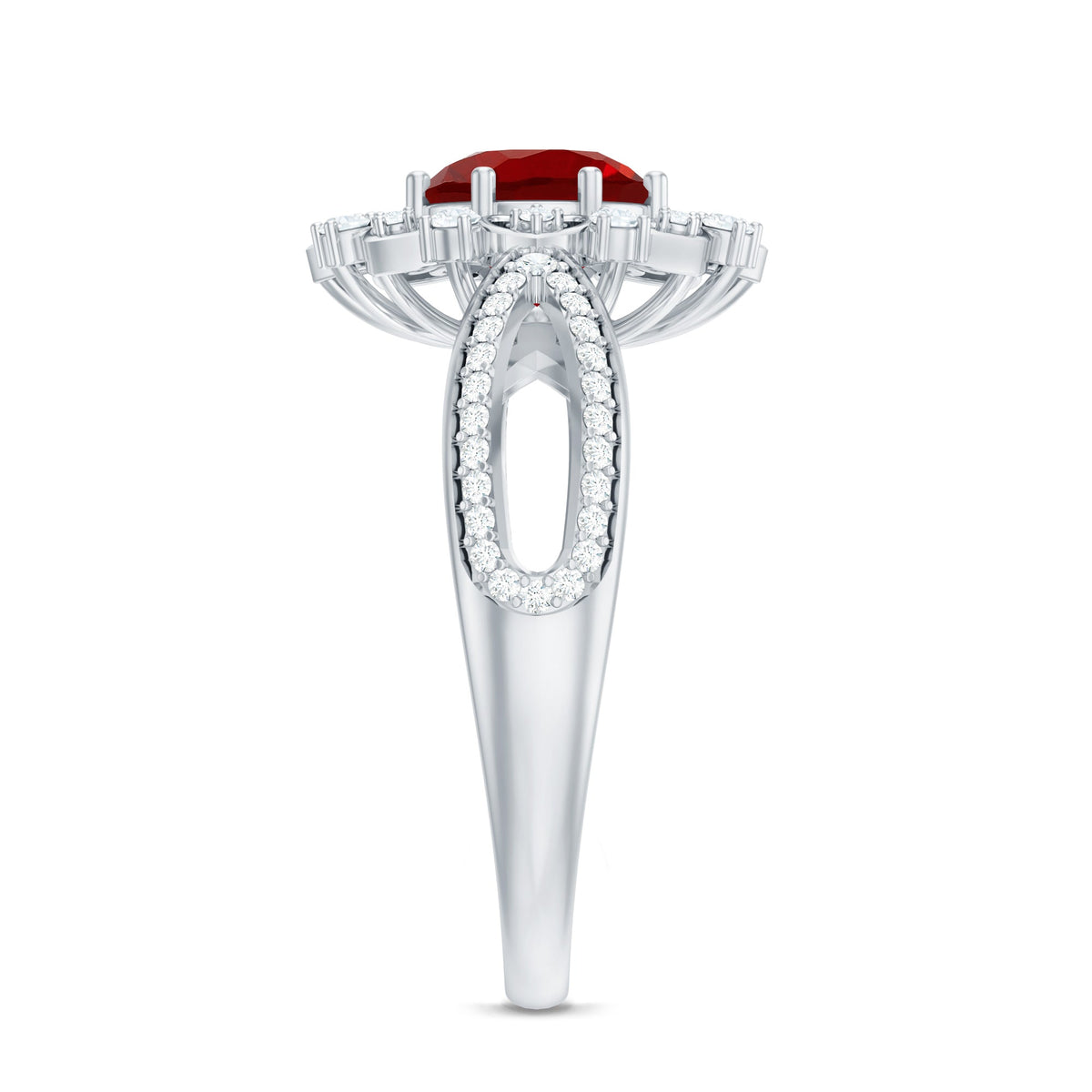 Lab Grown Ruby and Diamond Antique Looking Engagement Ring For Women