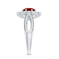 Lab Grown Ruby and Diamond Antique Looking Engagement Ring For Women