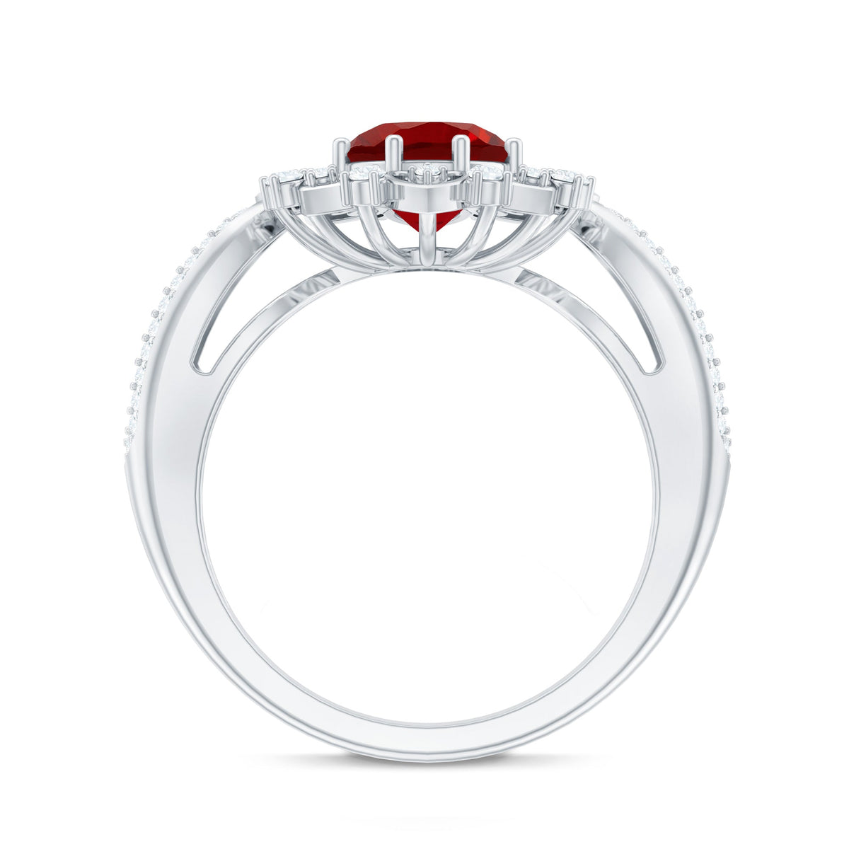 Lab Grown Ruby and Diamond Antique Looking Engagement Ring For Women