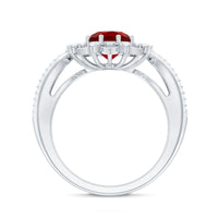 Lab Grown Ruby and Diamond Antique Looking Engagement Ring For Women