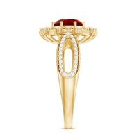 Lab Grown Ruby and Diamond Antique Looking Engagement Ring For Women