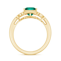 Lab Grown Emerald Vintage Inspired Engagement Ring with Diamond