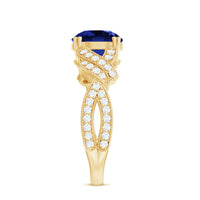 Designer 2.7 Carat Lab Grown Blue Sapphire Statement Engagement Ring with Diamond