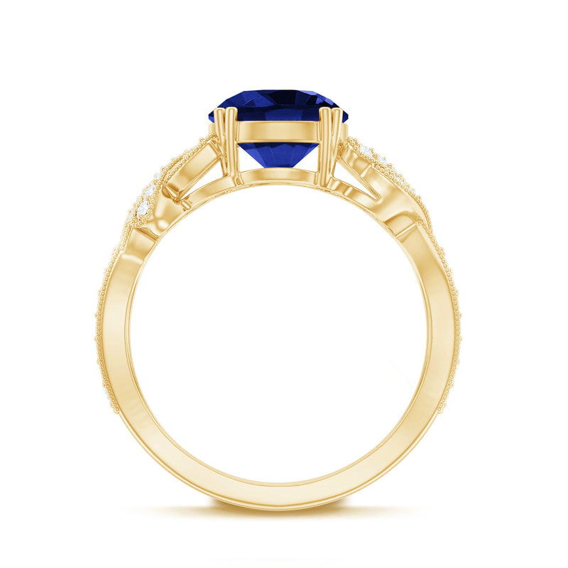 Rosec Jewels designer 2.7 carat lab-grown blue sapphire engagement ring with diamond accent, showcasing a stunning statement ring.