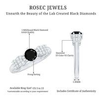 Certified 0.84 Carat Lab Grown Black Diamond Solitaire Engagement Ring with White Diamond