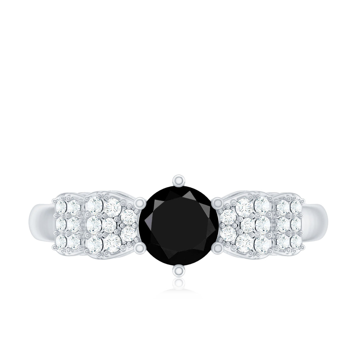 Certified 0.84 Carat Lab Grown Black Diamond Solitaire Engagement Ring with White Diamond