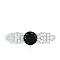 Certified 0.84 Carat Lab Grown Black Diamond Solitaire Engagement Ring with White Diamond