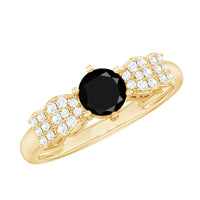 Certified 0.84 Carat Lab Grown Black Diamond Solitaire Engagement Ring with White Diamond