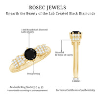 Certified 0.84 Carat Lab Grown Black Diamond Solitaire Engagement Ring with White Diamond