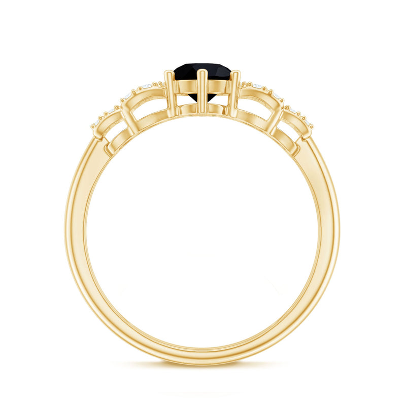 Certified 0.84 Carat lab-grown black diamond solitaire engagement ring with white diamond accents, featuring a sleek gold band.