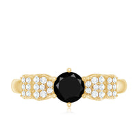 Certified 0.84 Carat Lab Grown Black Diamond Solitaire Engagement Ring with White Diamond